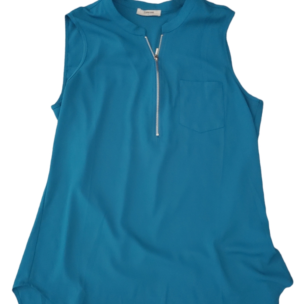 NWOT Timeson v-neck sleeveless tunic with zipper